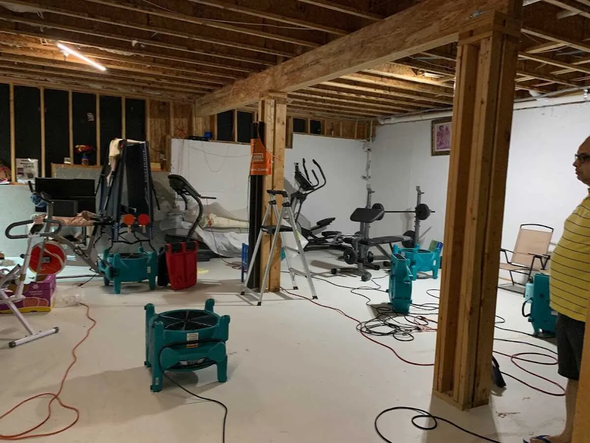 Basement drying equipment setup for Structural Drying in McCook